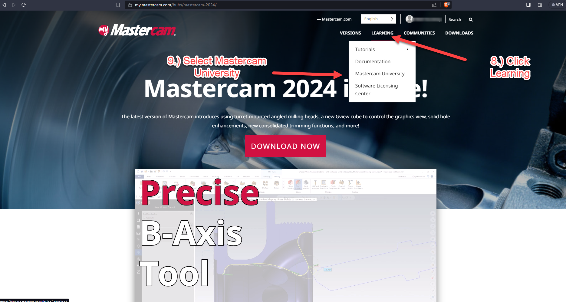 2024 Linking code and Mastercam University setup